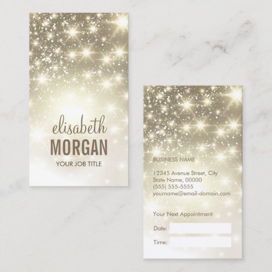 Glanzende Gouden Glitter Sparkles Afspraakkaart Afsprakenkaartje (Voorkant / Achterkant)