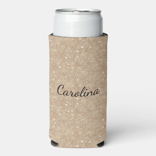 Glanzende Gouden Glitters Seltzer Blikjeskoeler (Seltzer Voorkant)
