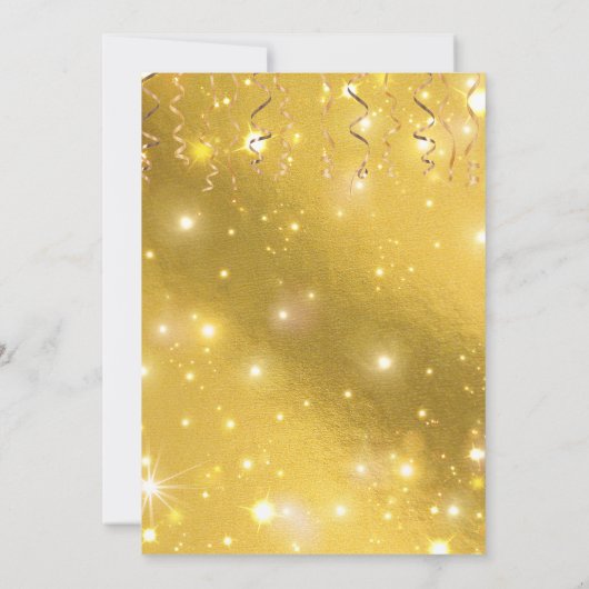 Glanzende Gouden Glitz Glamour Oudejaarsavond Fees Kaart (Achterkant)