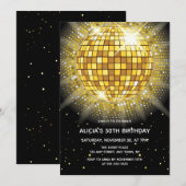 Glanzende Gouden Halftone Discobal Zwarte Verjaard Kaart (Voorkant / Achterkant)