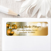 Glanzende gouden kerstballen retour adreslabel etiket (Insitu)