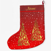 Glanzende Gouden Kerstbomen Vakantie kous Grote Kerstsok (Achterkant)