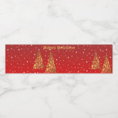 Glanzende Gouden Kerstbomen Vakantie Waterfles Etiket (Enkel label)
