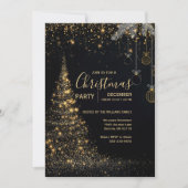 Glanzende Gouden Kerstboom Uitnodiging (Voorkant)