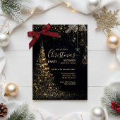 Glanzende Gouden Kerstboom Uitnodiging