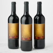 Glanzende gouden kerstboom wijn etiket (Flessen)