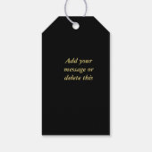 Glanzende gouden kerstboom zwart cadeaulabel (Achterkant)