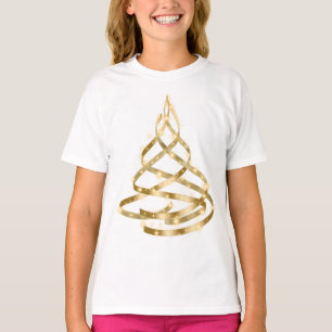 Glanzende Gouden Kerstlint Boom Sparkle T-shirt
