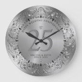 Glanzende Gouden Krullen Cirkel Frame 50ste Huweli Grote Klok (Voorkant)