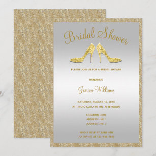 Glanzende Gouden Lovertjes & Stilettos Bruidsbruil Kaart