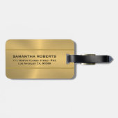 Glanzende gouden metalen textuur bagagelabel (Achterkant horizontaal)