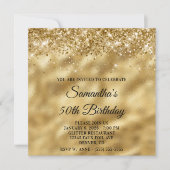 Glanzende gouden metallic look 50e verjaardag kaart (Voorkant)