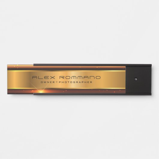 Glanzende gouden metallic textuur deurbordje (Voorkant)