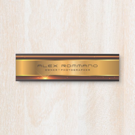 Glanzende gouden metallic textuur deurbordje (Voorkant)