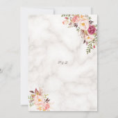 Glanzende gouden roze bloemige marmeren bruiloft kaart (Achterkant)