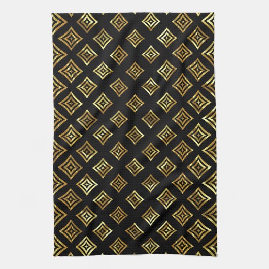 Glanzende gouden ruitvormig theedoek (Verticaal)