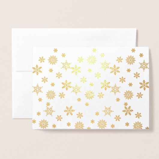 Glanzende gouden sneeuwvlokken folie kaarten (Voorkant met envelop)