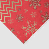 Glanzende gouden sneeuwvlokken op rode en gouden C Tissuepapier (Detail)