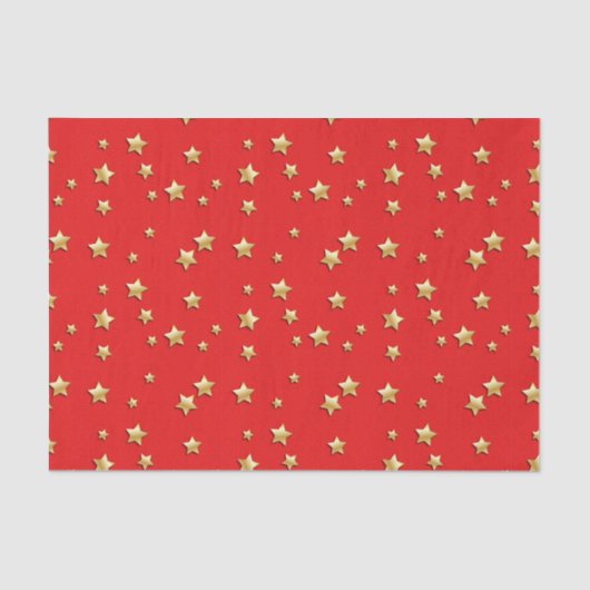 Glanzende gouden sterren op een rode achtergrond tissuepapier (Voorkant)