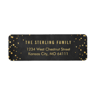 Glanzende gouden Stippen Chique Zwart Retouradresl Etiket
