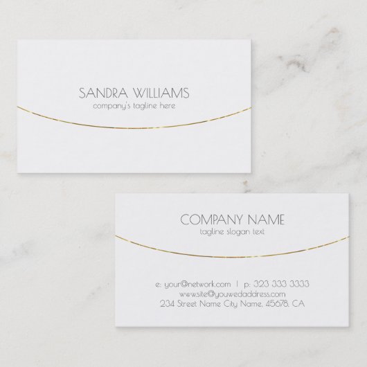 Glanzende gouden strepen op wit visitekaartje (Voorkant / Achterkant)
