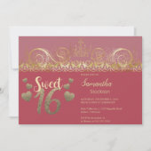Glanzende gouden Sweet 16 uitnodiging (Voorkant)
