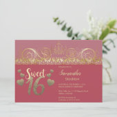 Glanzende gouden Sweet 16 uitnodiging (Staand voorkant)