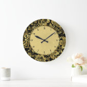 Glanzende Gouden Vintage BloemenDamasten Grote Klok (Huis)