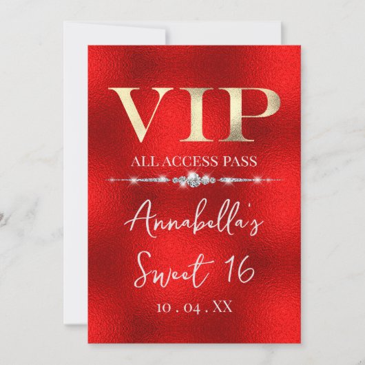 Glanzende Gouden VIP op Rood Kaart (Voorkant)