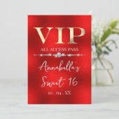 Glanzende Gouden VIP op Rood Kaart (Staand voorkant)