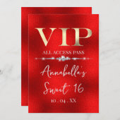 Glanzende Gouden VIP op Rood Kaart (Voorkant / Achterkant)