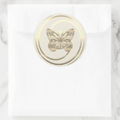  glanzende gouden vlinder ronde sticker (Tas)