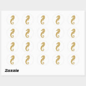 Glanzende Gouden Zeepaard Ronde Sticker (Vel)