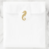 Glanzende Gouden Zeepaard Ronde Sticker (Tas)