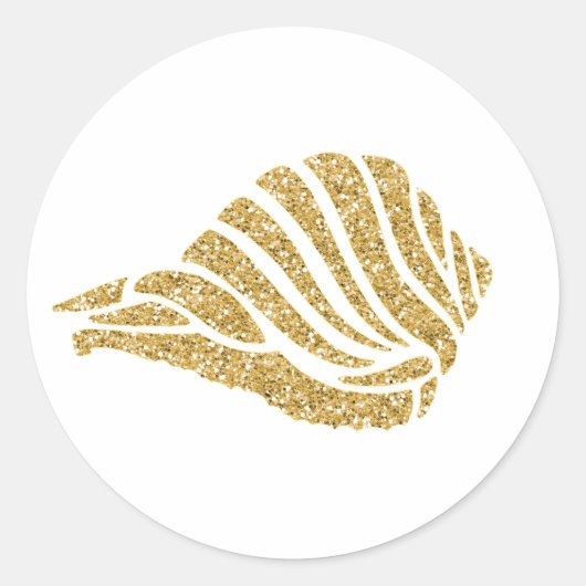 Glanzende Gouden Zeeschelp Ronde Sticker (Voorkant)