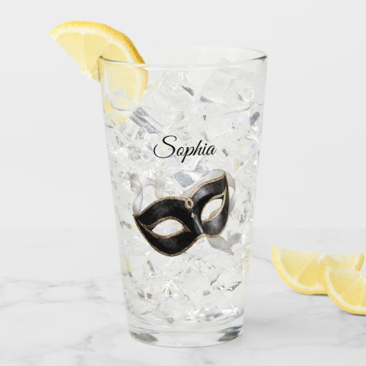 Glanzende Gouden Zilveren Nieuwjaars Zwarte Masker Glas (Voorkant ijs)