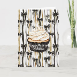 Glanzende Gouden Zilveren Zwarte Lint Bogen Verjaa Kaart