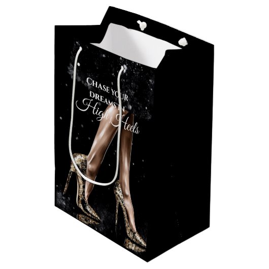 glanzende goudschoenen glitter sparly medium cadeauzakje (Voorkant Gekanteld)