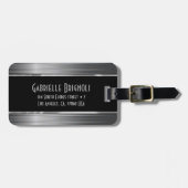 Glanzende grijze koolstofvezel textuur bagagelabel (Voorkant horizontaal)