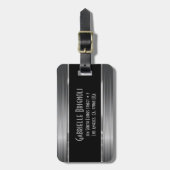 Glanzende grijze koolstofvezel textuur bagagelabel (Voorkant verticaal)