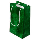 Glanzende groene folie klein cadeauzakje (Achterkant Gekanteld)