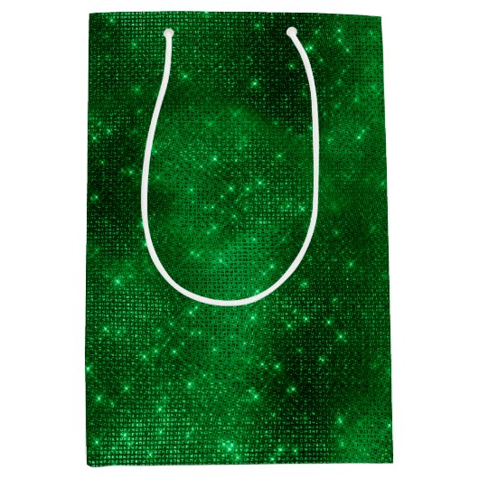 Glanzende groene folie medium cadeauzakje (Voorkant)