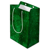 Glanzende groene folie medium cadeauzakje (Achterkant Gekanteld)