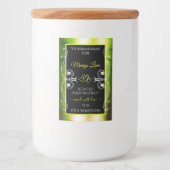 Glanzende groene gele productlabels juwelen zwart voedselcontainer etiket (Voorkant)