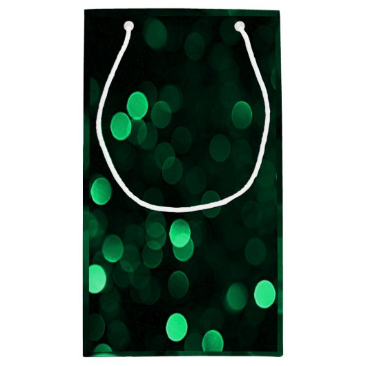 Glanzende groene kerstverlichting Bokeh Vrolijk Ke Klein Cadeauzakje (Achterkant)