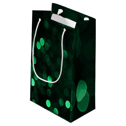 Glanzende groene kerstverlichting Bokeh Vrolijk Ke Klein Cadeauzakje (Achterkant Gekanteld)