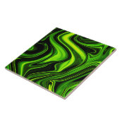 Glanzende groene kleur in vloeibaar marmer tegeltje (Zijkant)