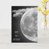 glanzende halve maan tijdens clouds verjaardag kaart (Gele Bloem)