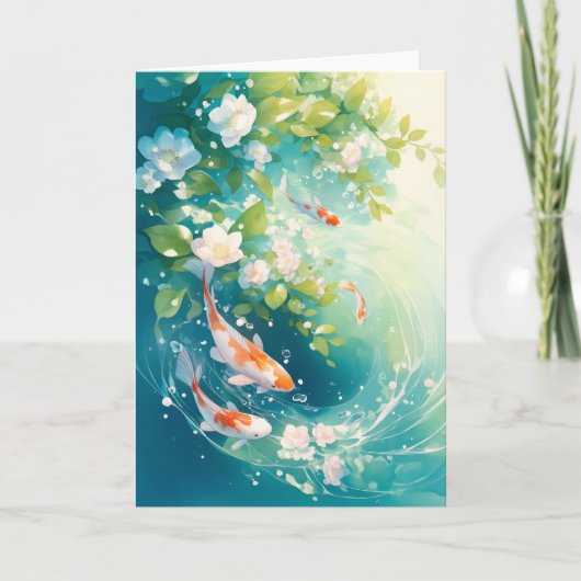 Glanzende Harmony Koi in een rustige vijver Kaart (Voorkant)