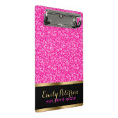 Glanzende hete roze en witte glitter mini klembord (Schuin)